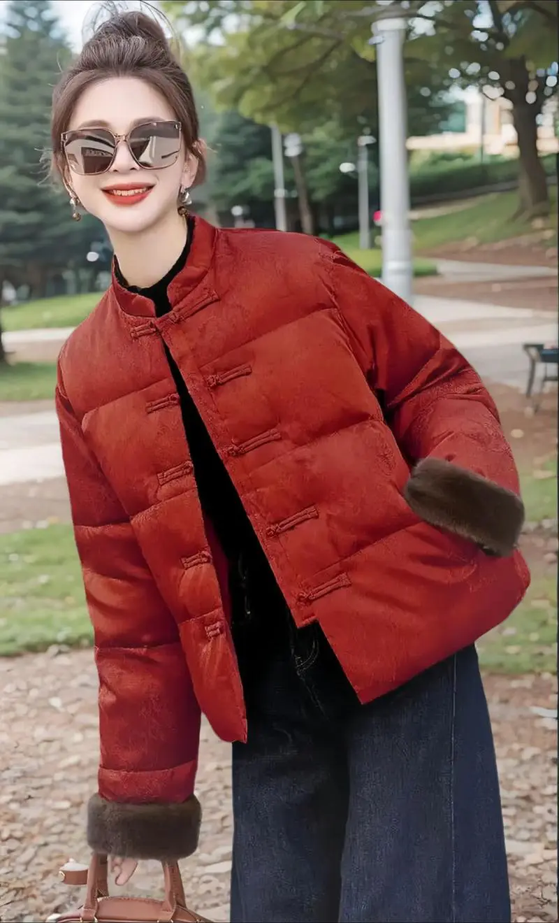 红色短棉衣怎么搭配图片