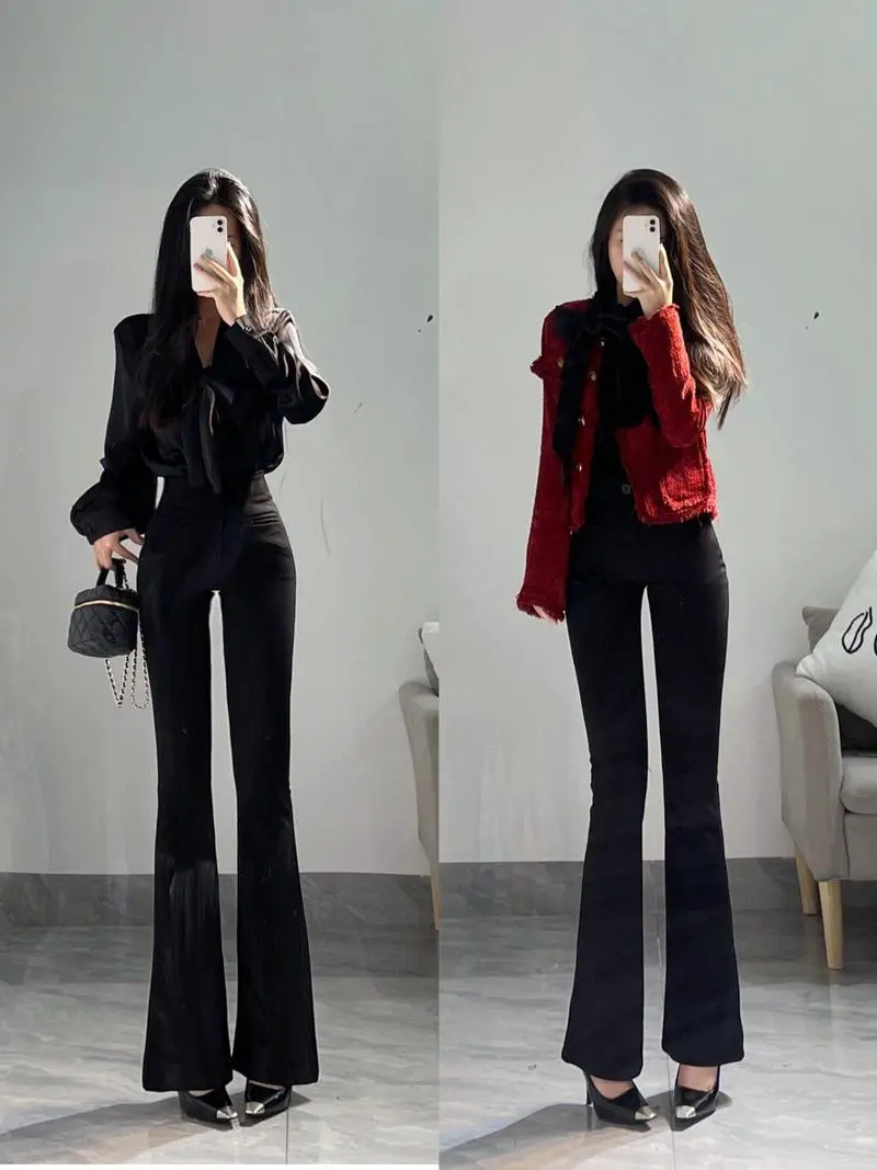 喇叭裤怎么搭配上衣和鞋子图片冬季