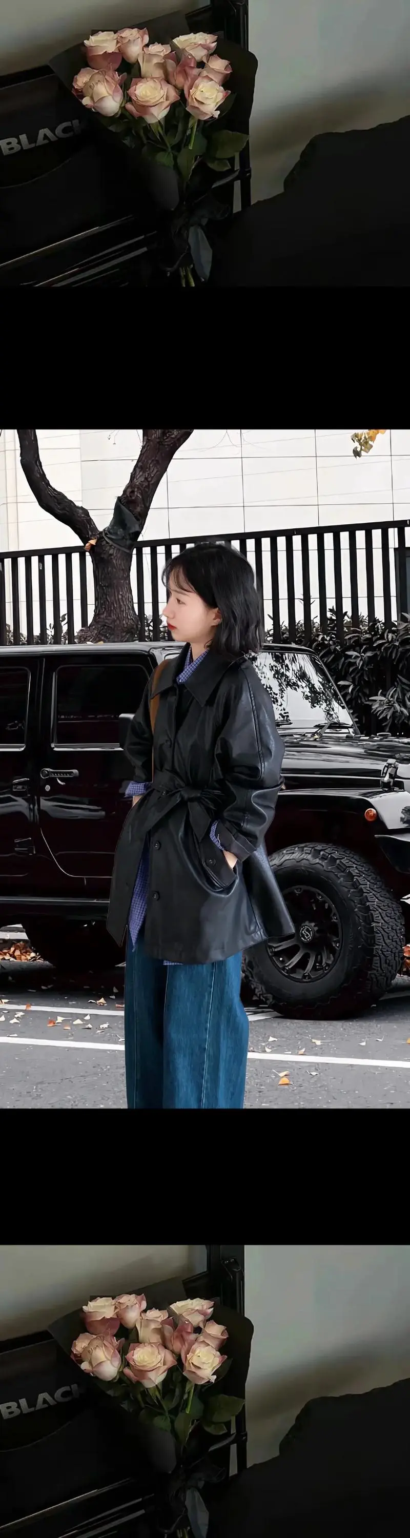 长款黑色皮衣外套怎么搭配好看吗