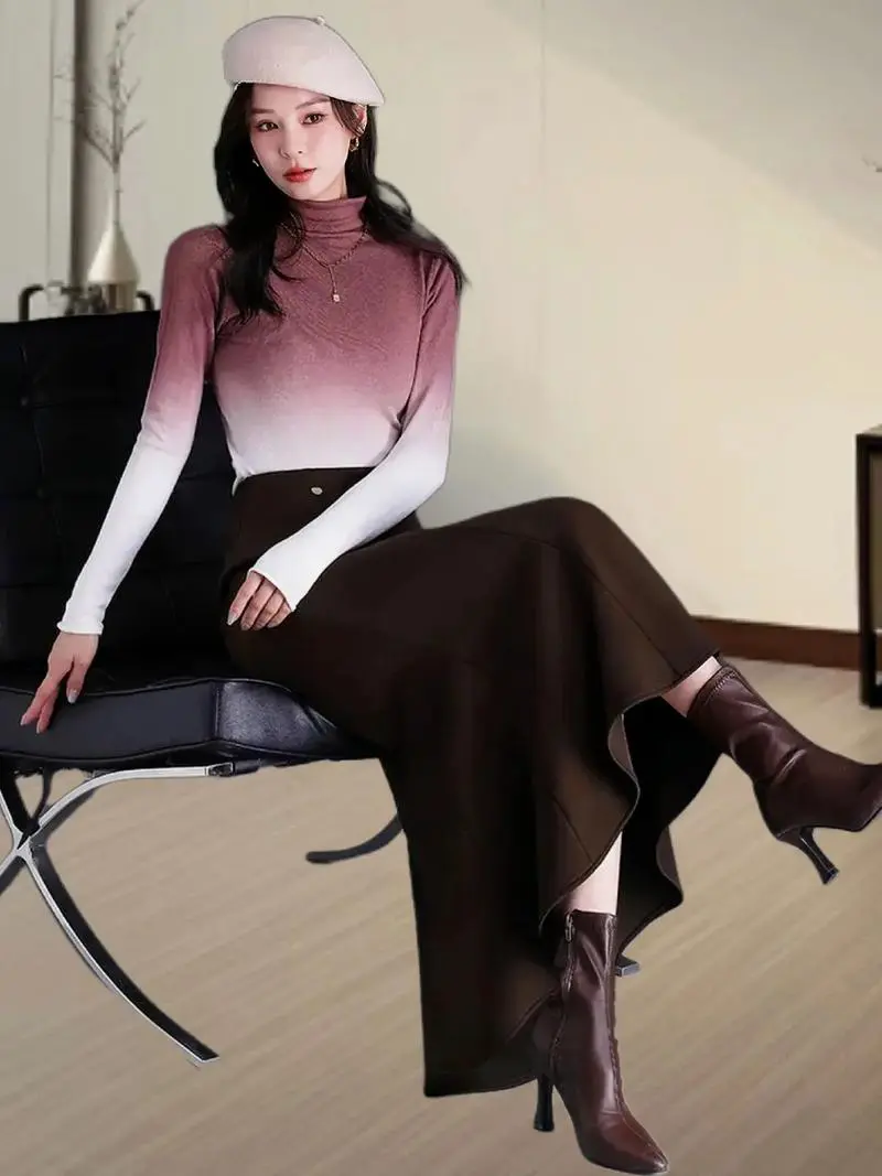 半身鱼尾裙秋冬怎么搭配