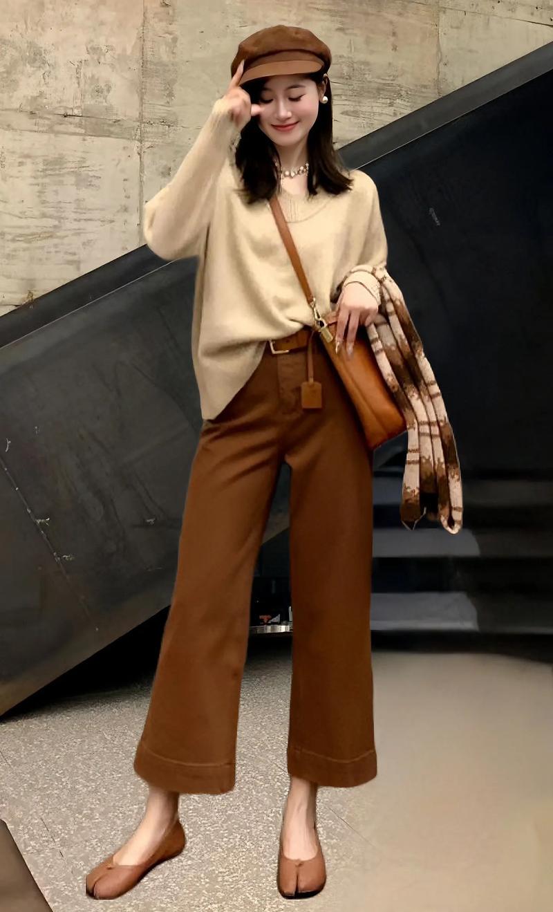 焦糖色上衣配什么裤子