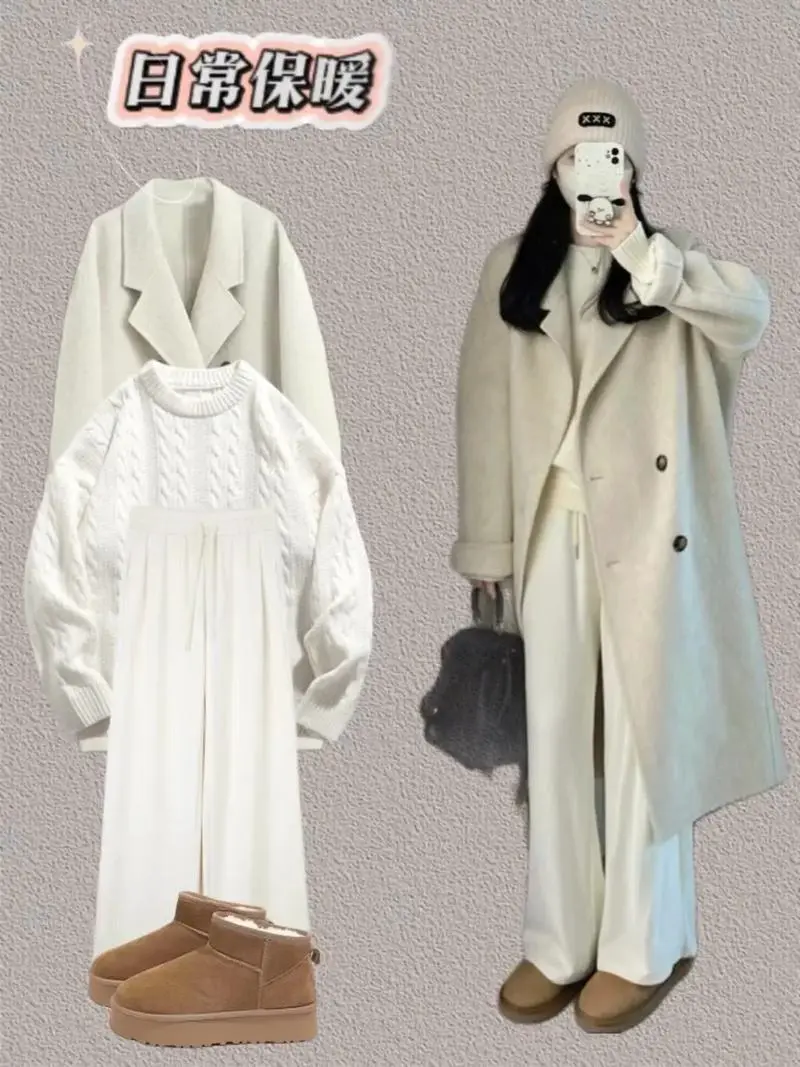 米色大衣配什么围巾