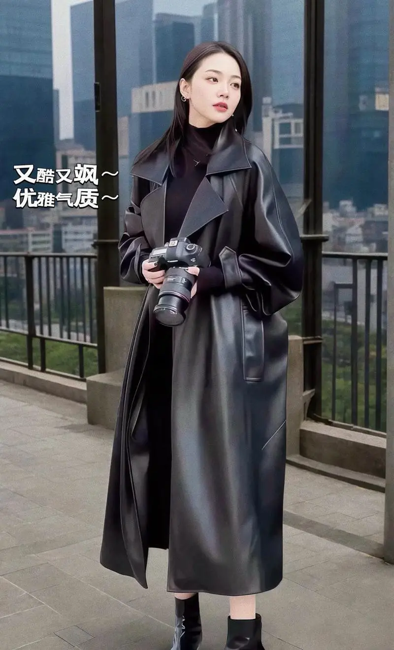 套长款皮外套怎么搭配图片