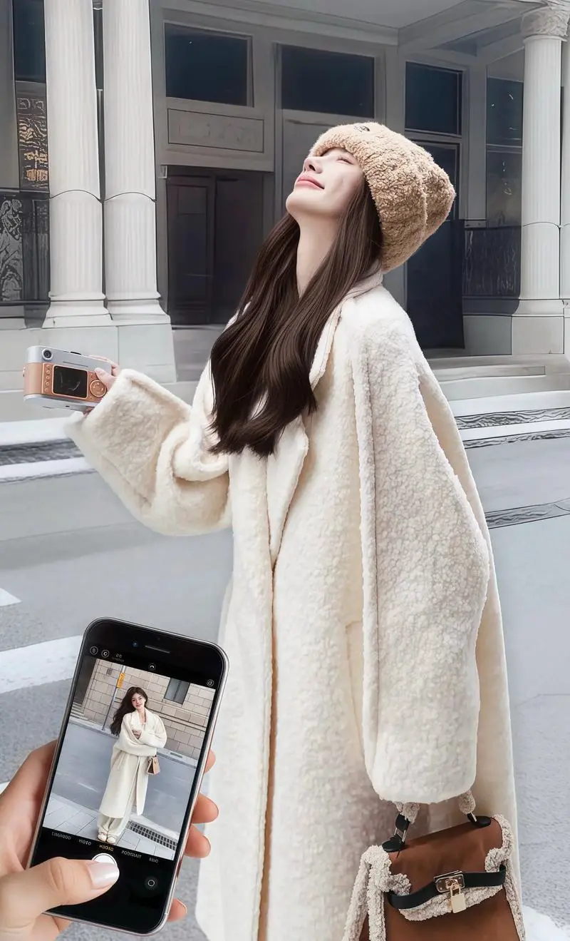 米米毛呢大衣怎么搭配什么围巾好看图片欣赏