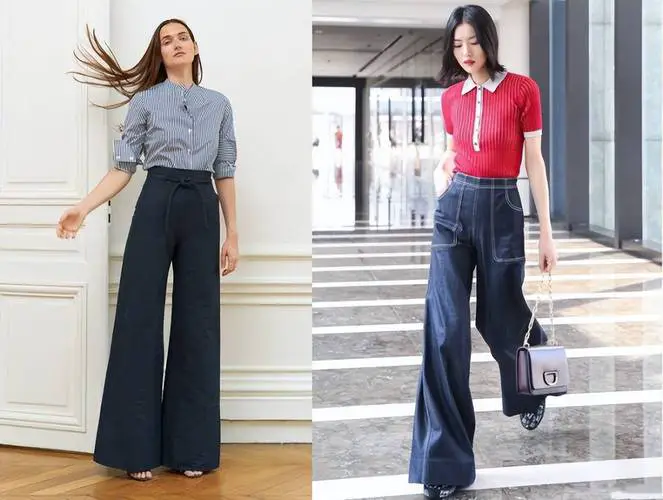 宽裤子怎么搭配鞋子好看图片欣赏