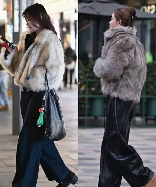 女款皮草中长外套怎么搭配什么裤子好看吗