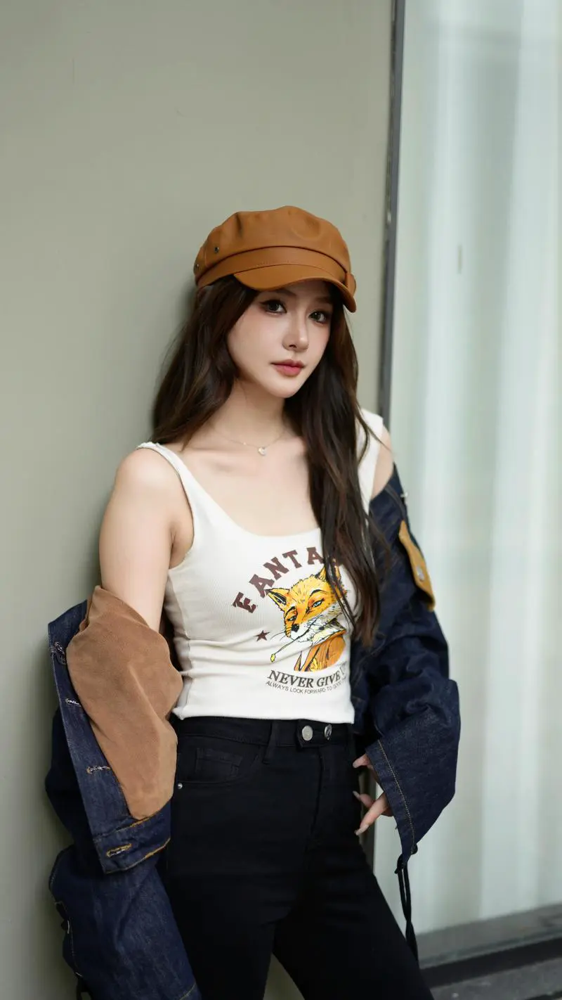 牛仔吊带上衣怎么搭配