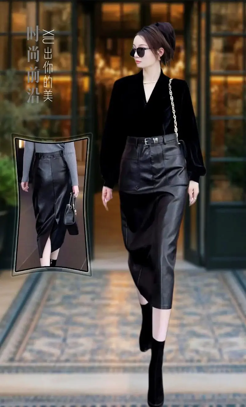 皮裙怎么搭配更好看图片