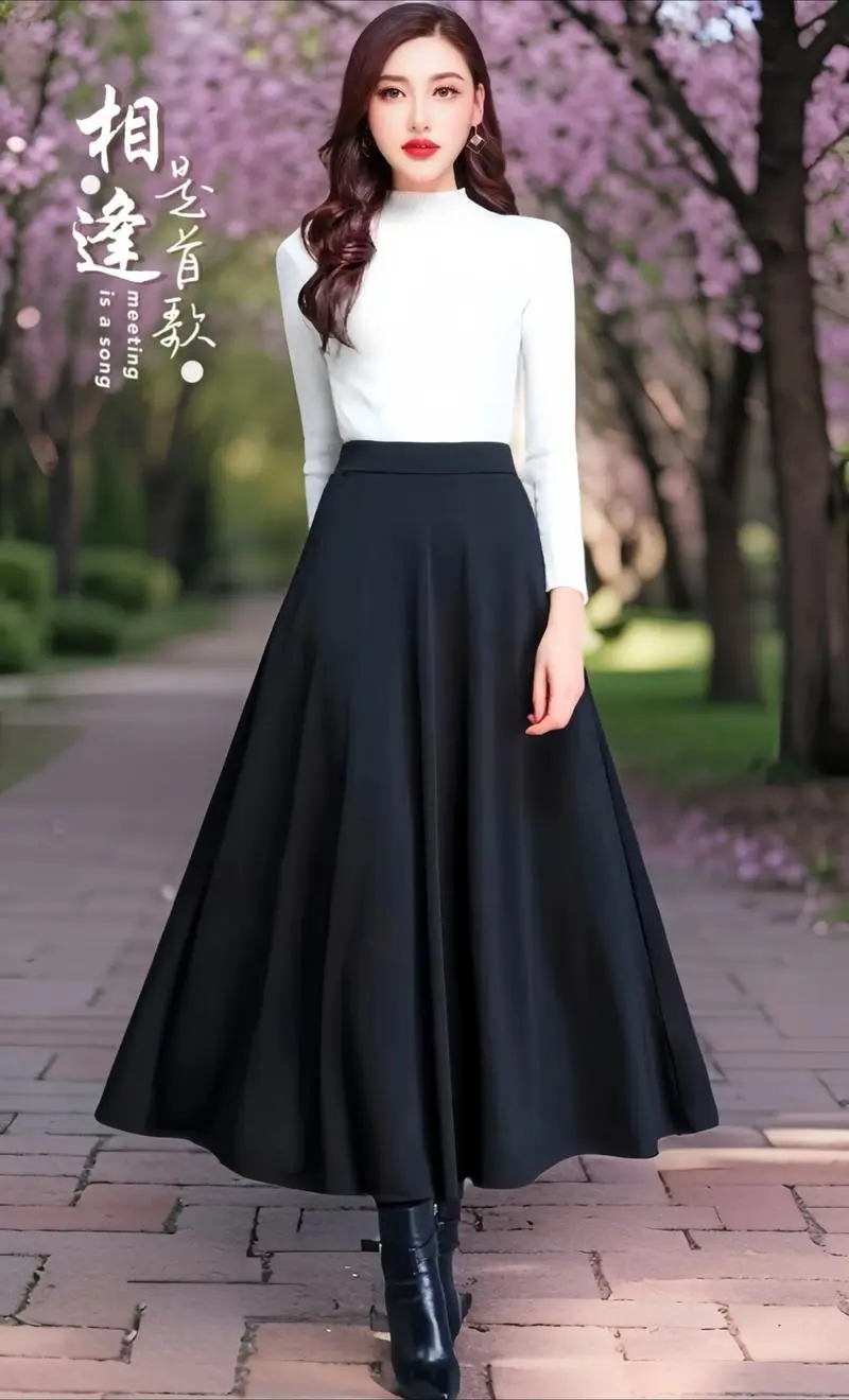 大摆半身长裙怎么搭配