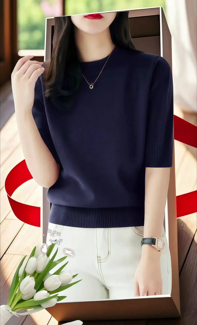 女生的中袖衣服怎么搭配图片