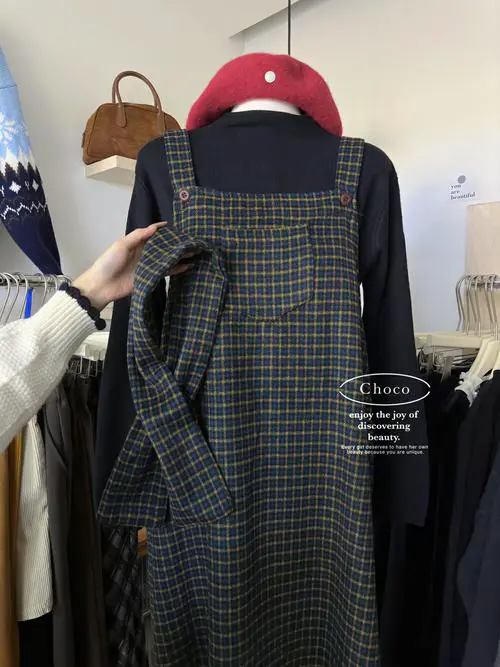 黑黄格子裙子怎么搭配什么围巾好看