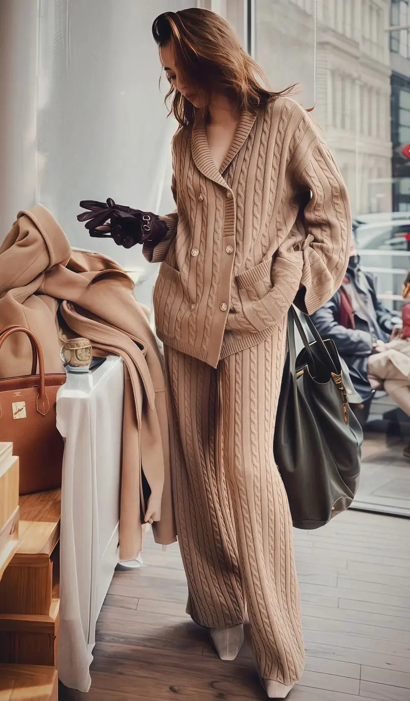 驼色毛衣配什么外套