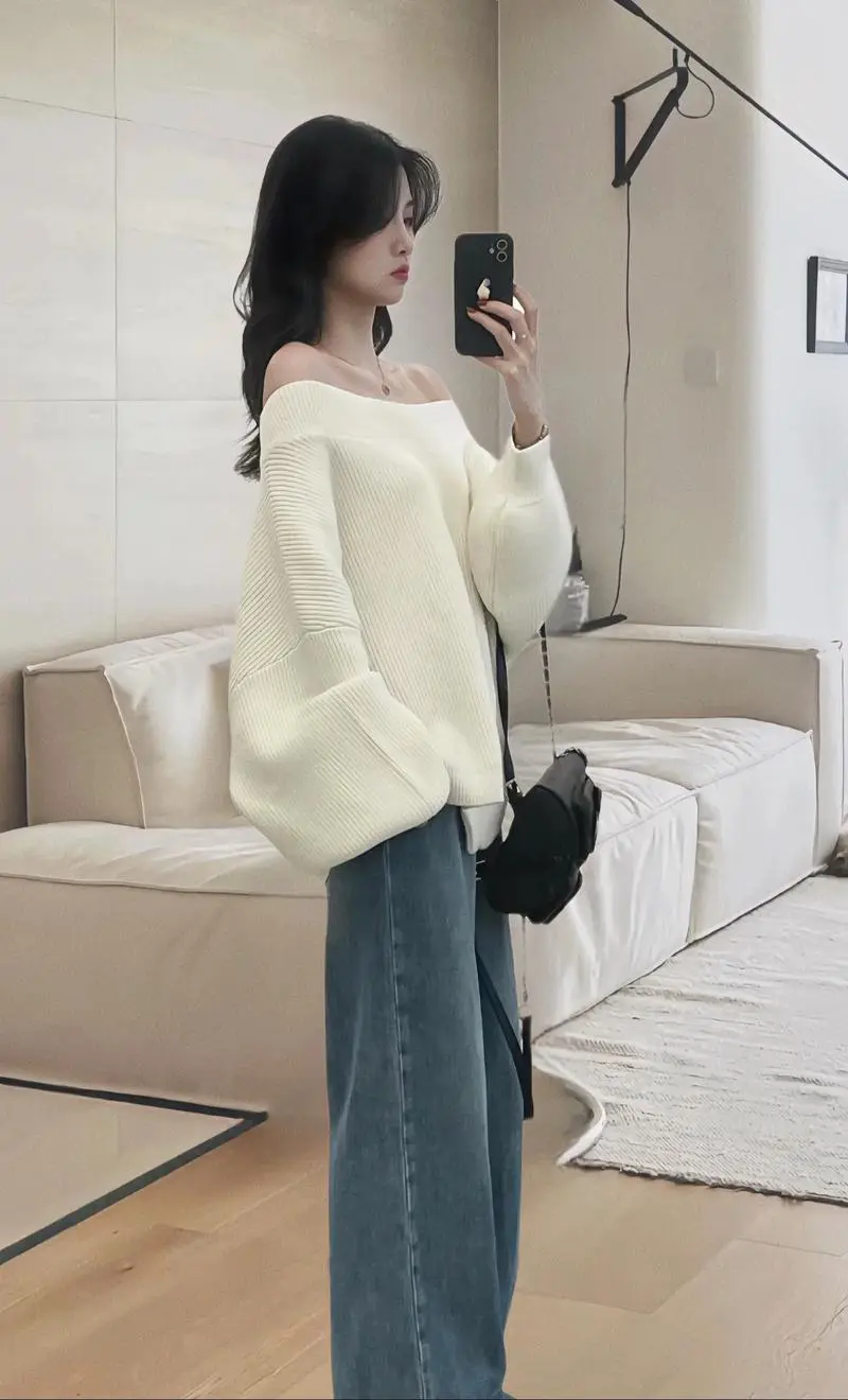 白色长款毛衣怎么搭配衣服好看图片大全