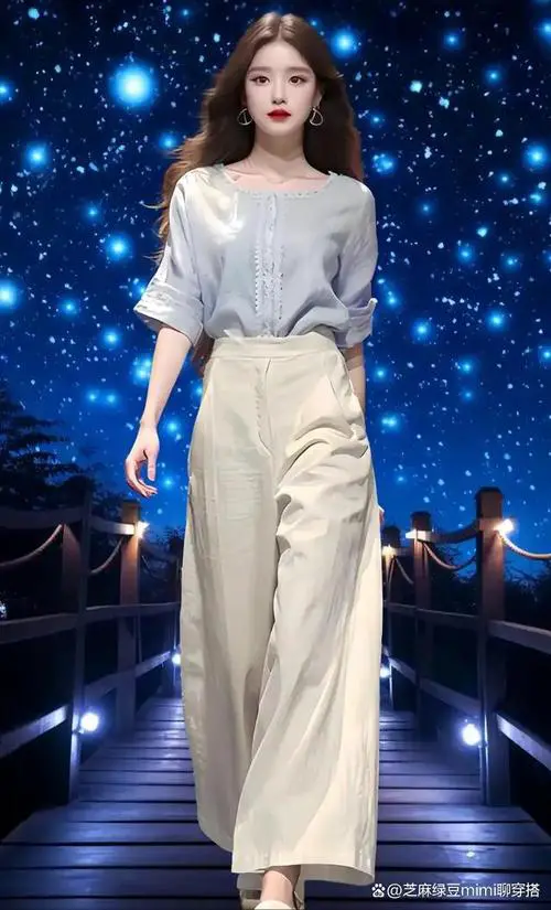 蓝色韩版休闲上衣怎么搭配什么裤子好看图片欣赏