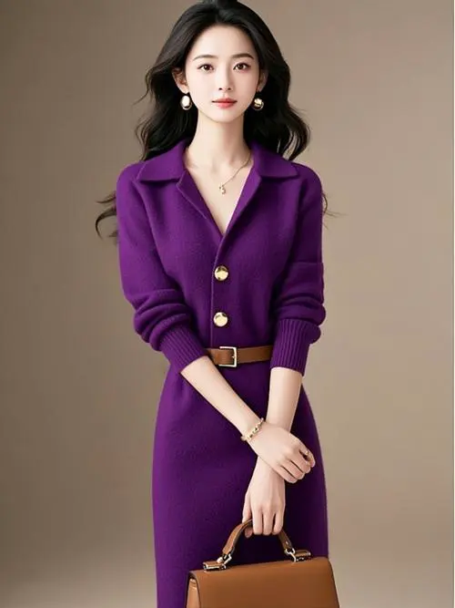 紫色毛衣配什么裙子
