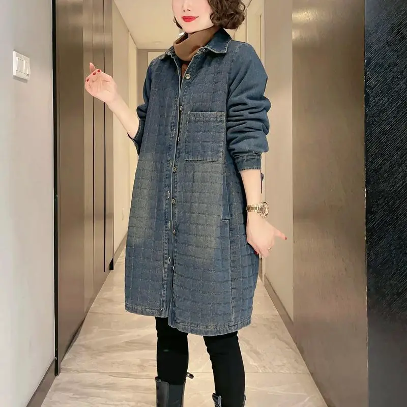 中长款牛仔棉衣怎么搭配图片欣赏