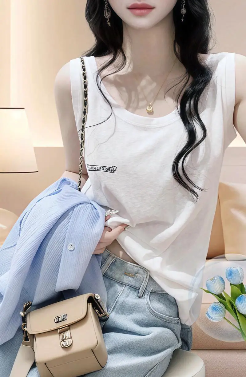 夏天白色背心怎么搭配