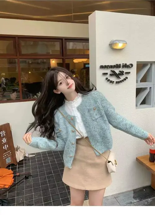 甜美 短款 毛衣怎么搭配什么外套