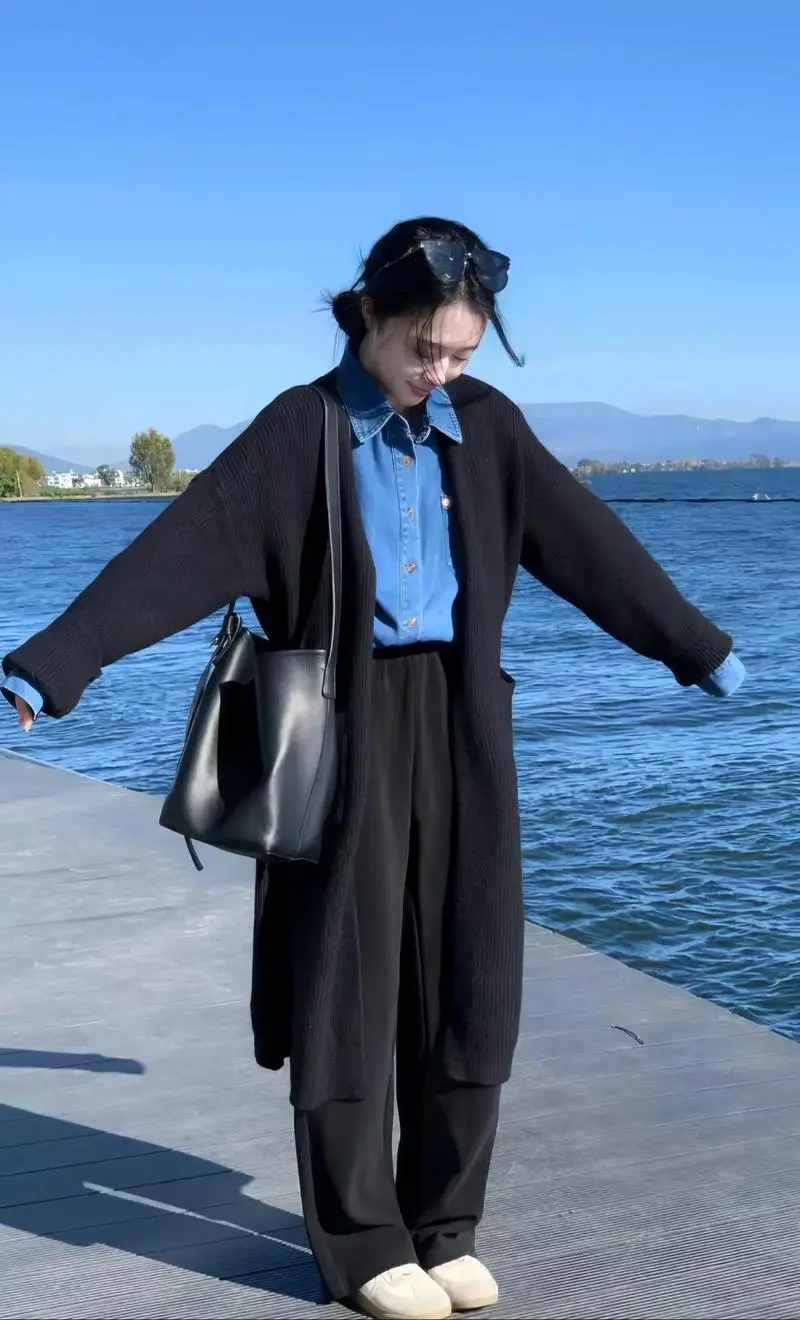 长版牛仔衬衫怎么搭配图片