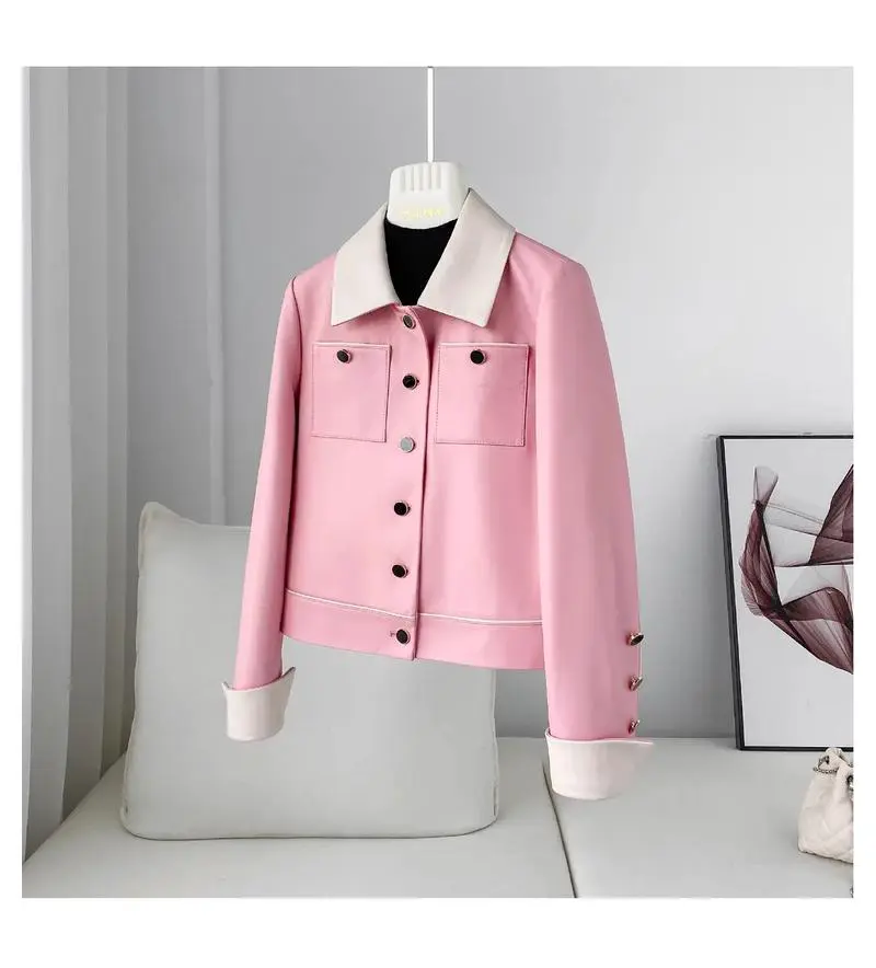 米粉色皮衣怎么搭配好看图片大全