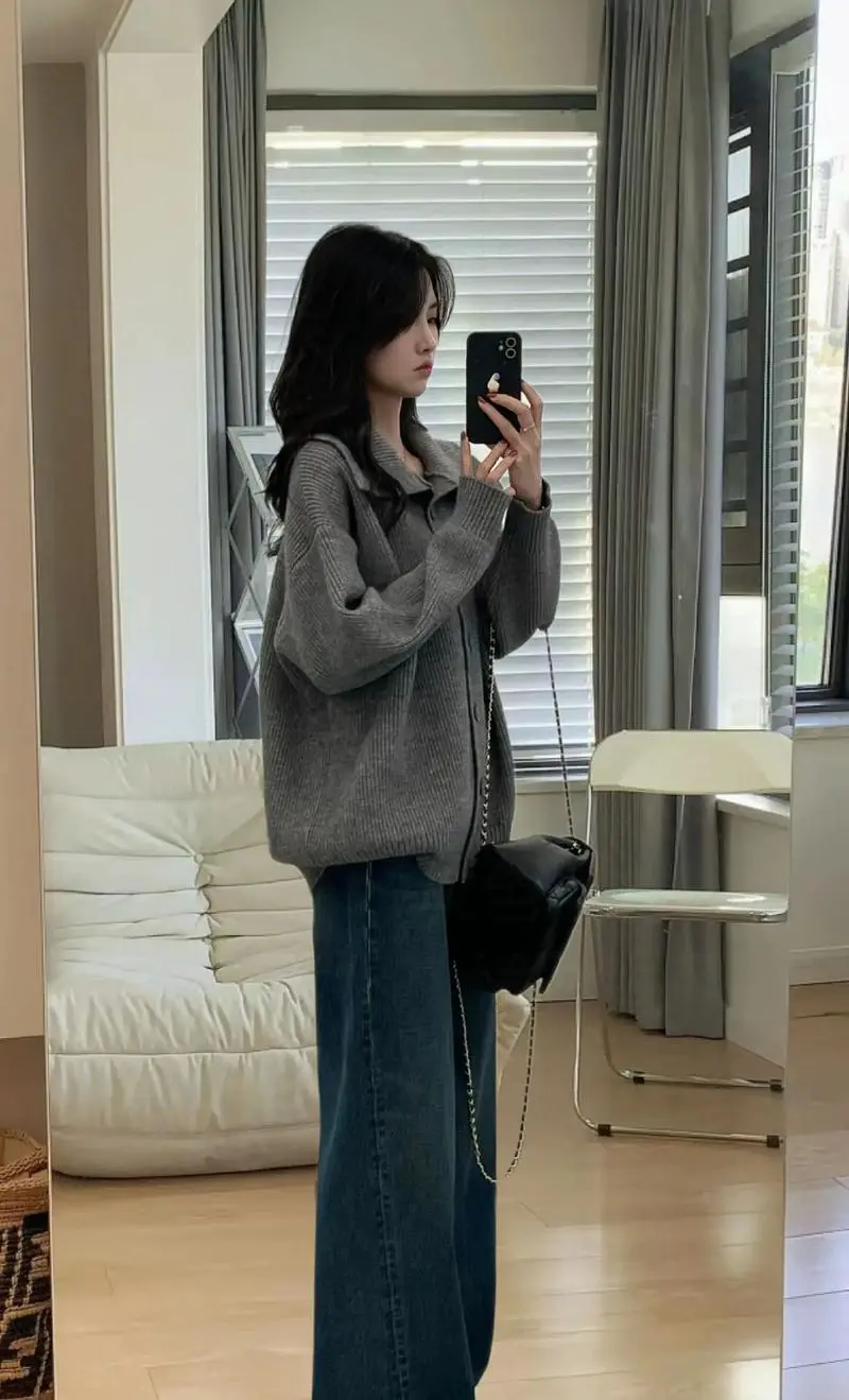 女士休闲韩版毛衣外套怎么搭配什么裤子