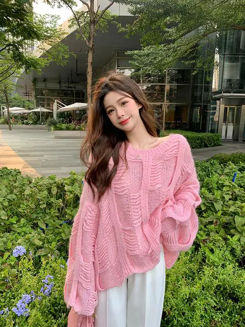 粉色韩版毛衣怎么搭配