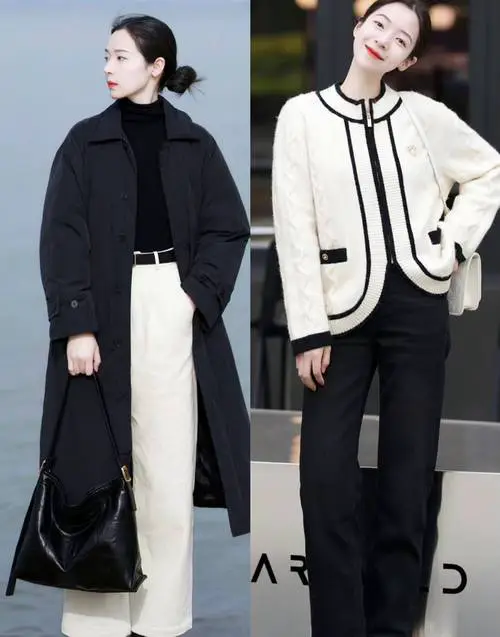 黑色长打底白色外套怎么搭配什么裤子好看图片