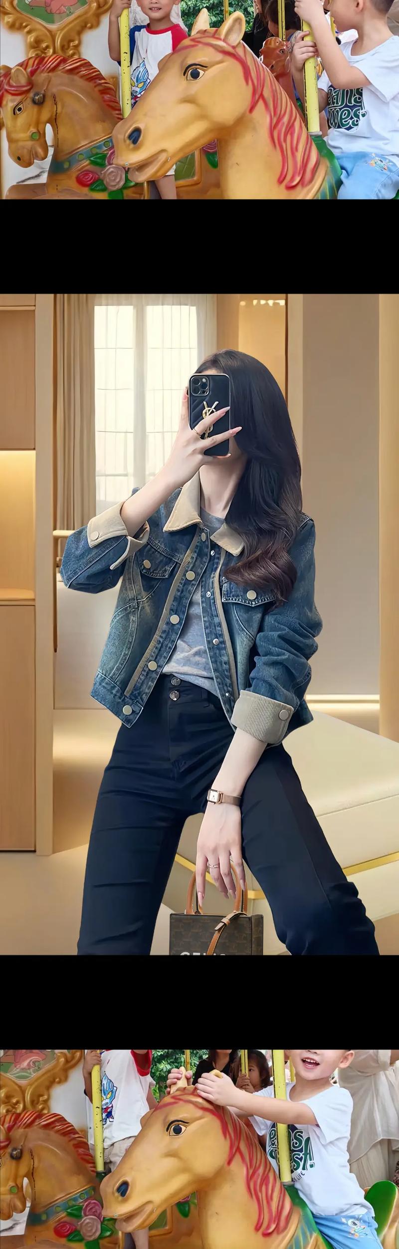 韩版牛仔中长款上衣怎么搭配什么裤子好看图片