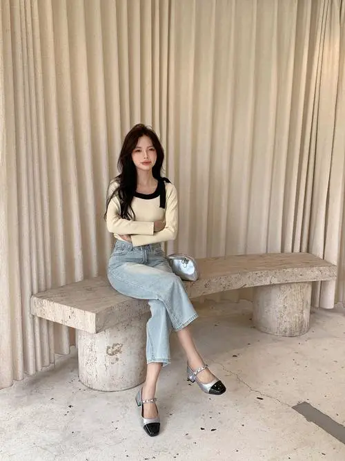 大粗跟鞋怎么搭配衣服图片