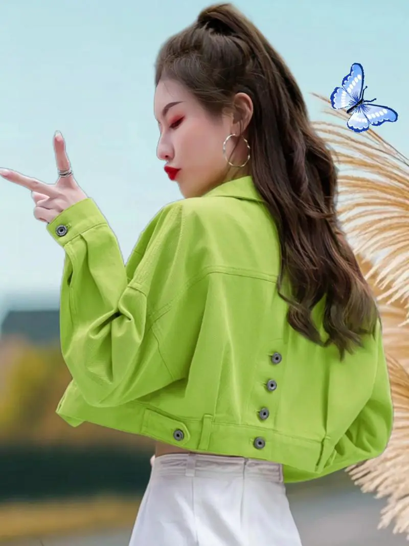 短款外套绿色怎么搭配图片欣赏