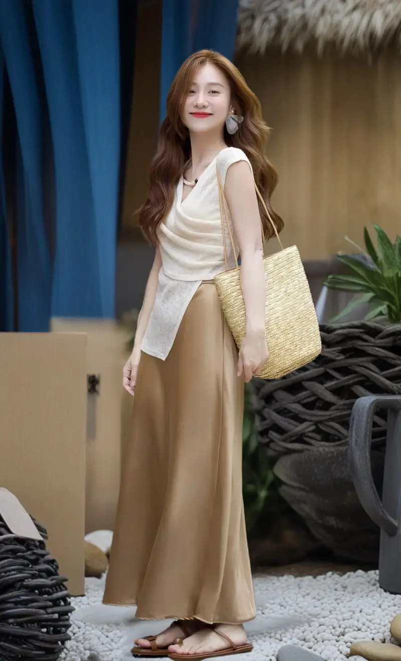 半长裙怎么搭配上衣图片