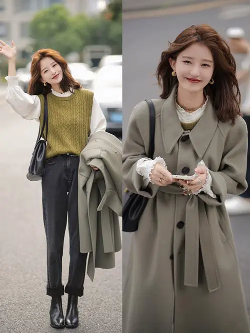 马甲毛衣中款外套怎么搭配图片