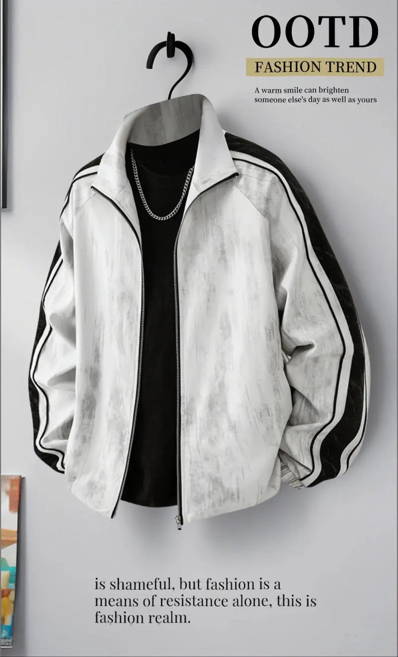 男条纹厚外套怎么搭配