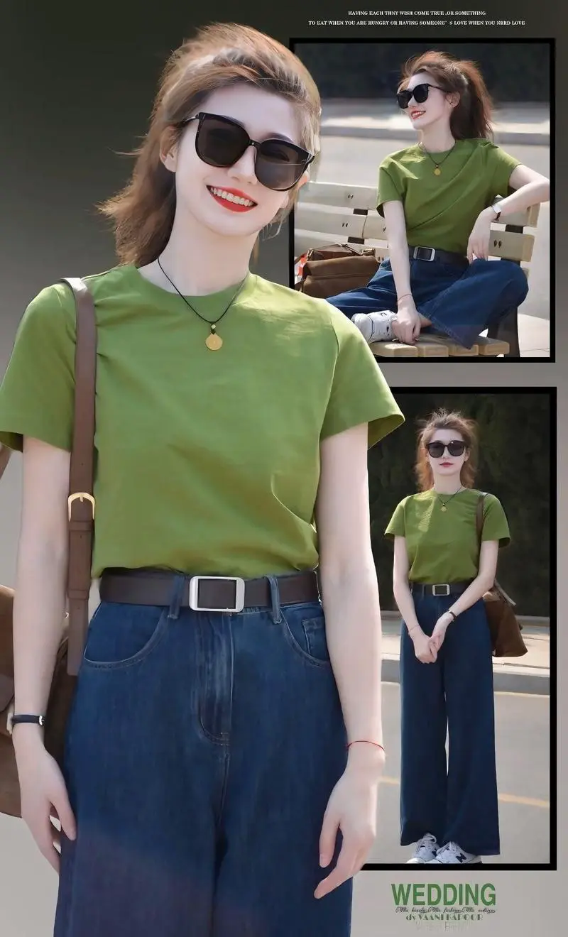 绿色韩版短袖怎么搭配