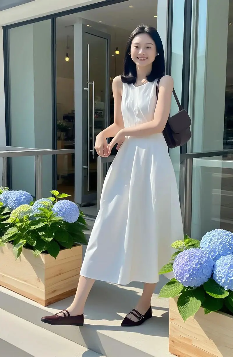 白色长款裙子怎么搭配图片