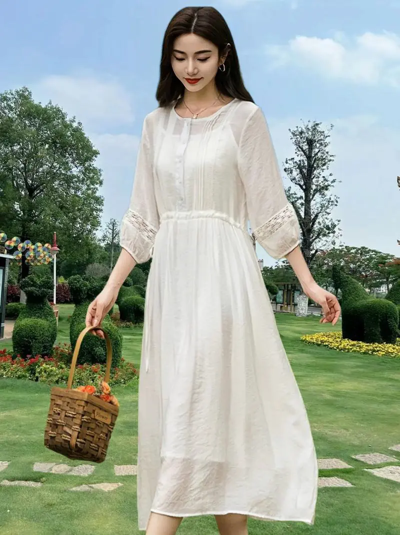 白色长款裙子怎么搭配