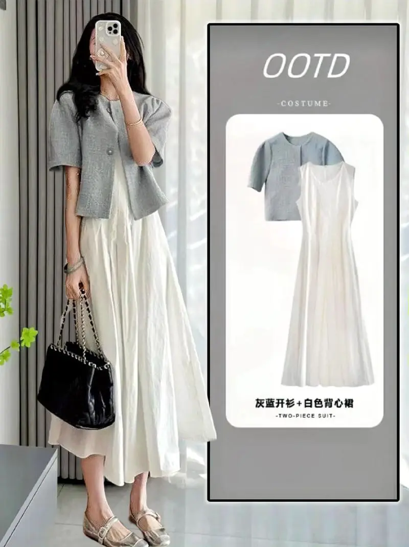 超长无袖连衣裙怎么搭配外套