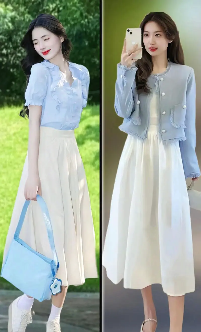 白色长款裙子怎么搭配图片