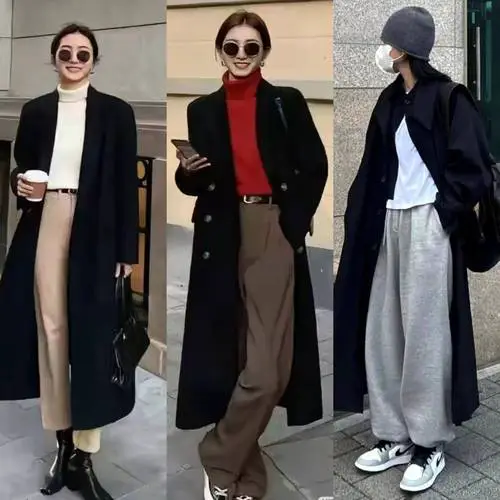 黑大衣怎么搭配什么裙子好看吗