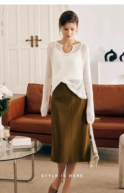 卡其长半裙怎么搭配