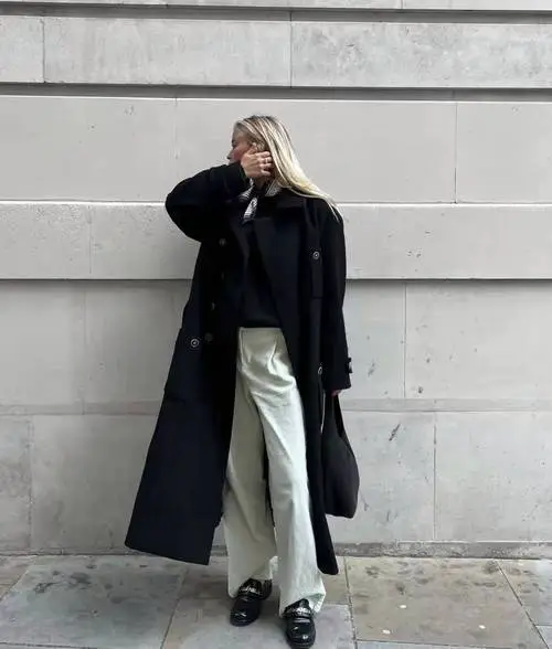 黑色外套 裤子怎么搭配鞋子图片大全