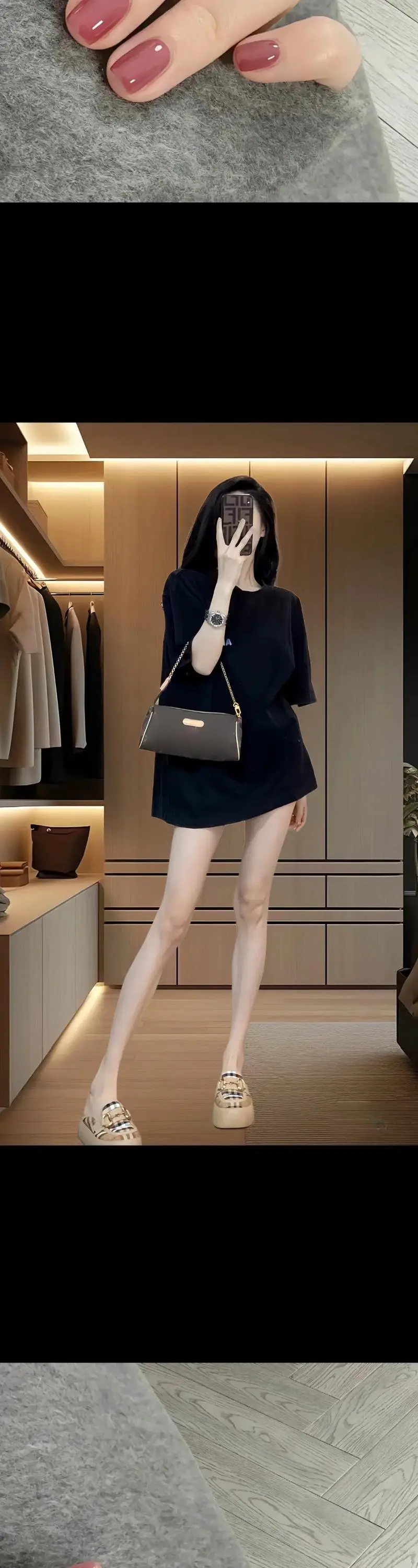 过臀短袖怎么搭配图片