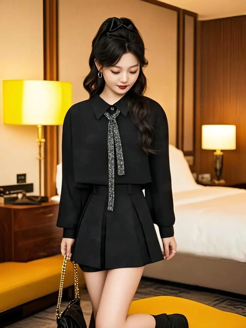 黑色长版衬衫怎么搭配图片