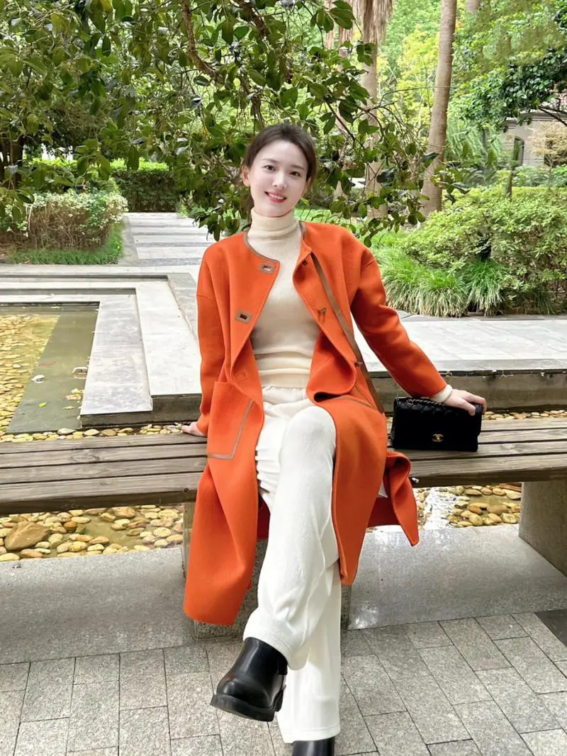 橘红色的风衣怎么搭配图片大全