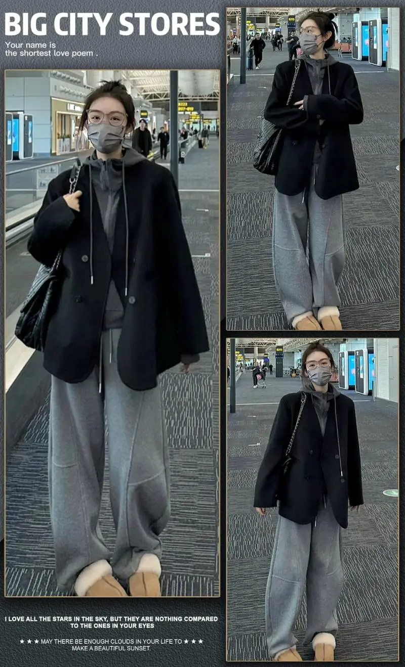 灰色衣服黑色裤子鞋子怎么搭配图片大全