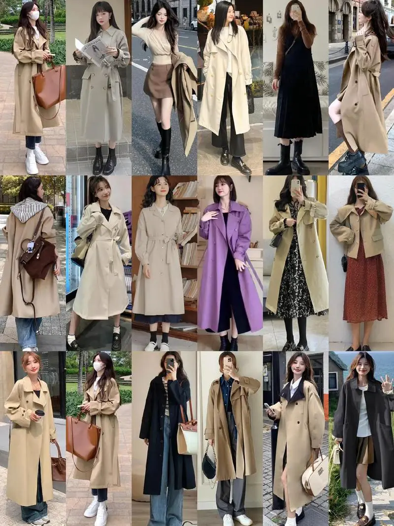 宽松女风衣外套怎么搭配什么裤子好看图片