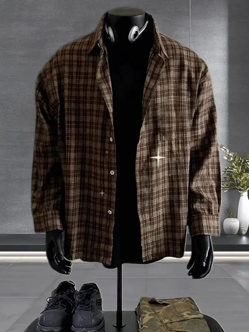 男灰色格子衬衫怎么搭配什么外套