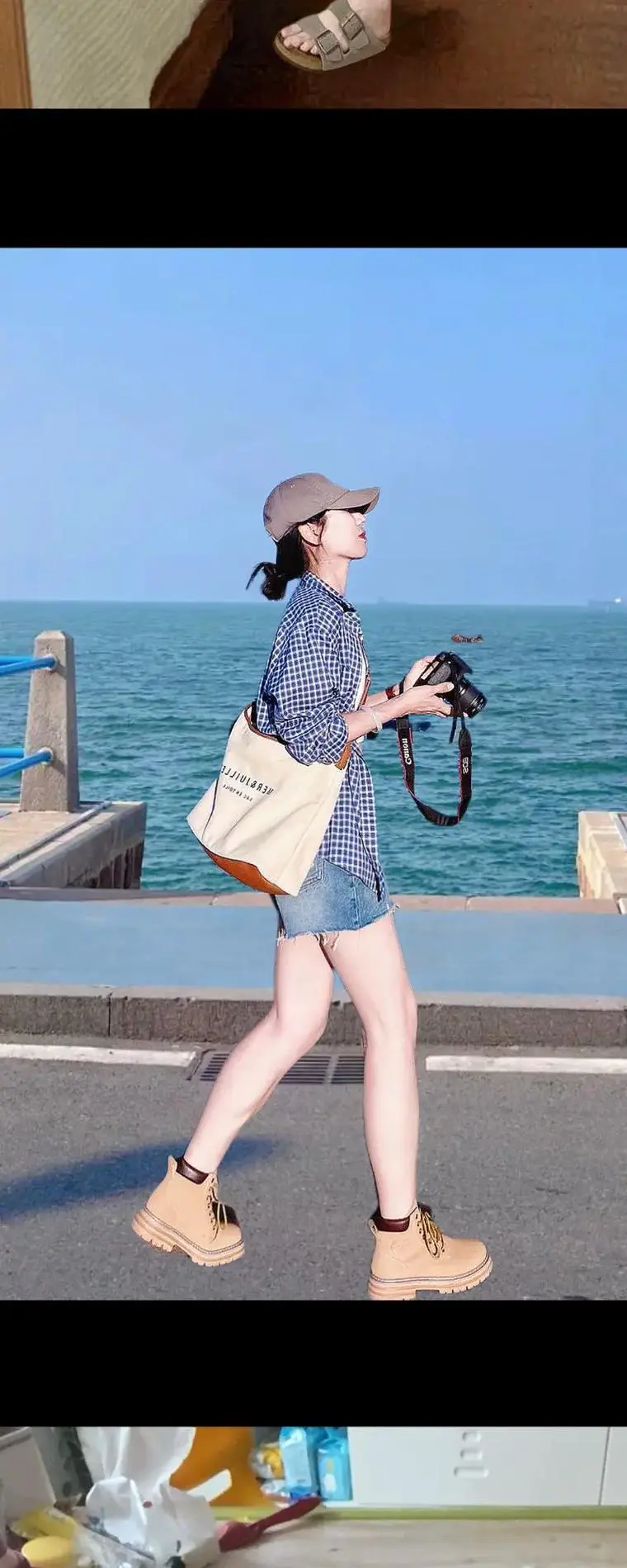 蓝色格子和蓝色衣服怎么搭配什么裤子