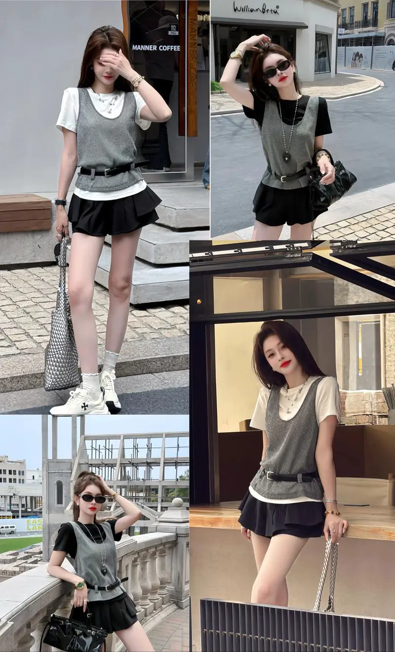 银色短袖怎么搭配衣服好看