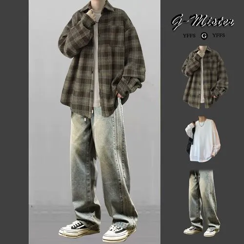 男灰色格子衬衫怎么搭配什么外套